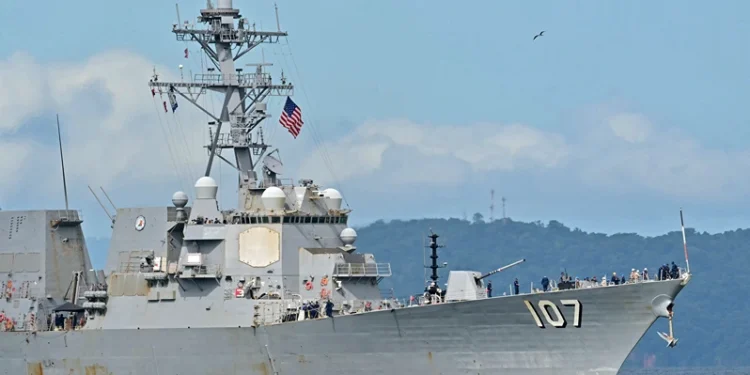 The USS Gravely warship arrives in Port of Spain on October 26, 2025. The US warship will visit Trinidad and Tobago for joint exercises near the coast of Venezuela amid Washington