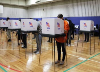 Voters cast their ballots at the Margaret Brent Elementary School in Baltimore, Maryland, on Nov. 5, 2024.