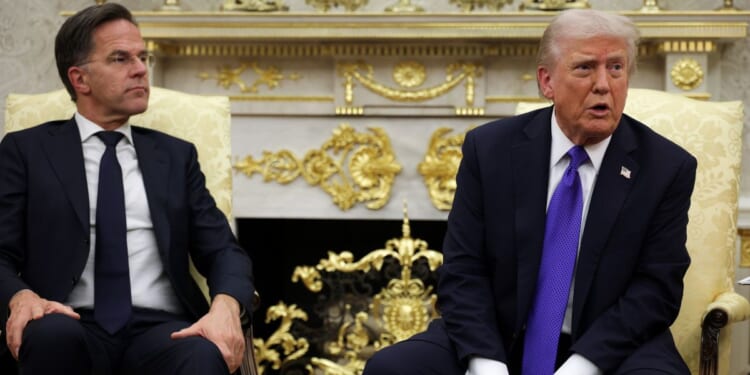 Secretary of State Marco Rubio looks on during a meeting with President Donald Trump and President of Argentina Javier Milei in the Cabinet Room at the White House on Oct. 14, 2025, in Washington, D.C.