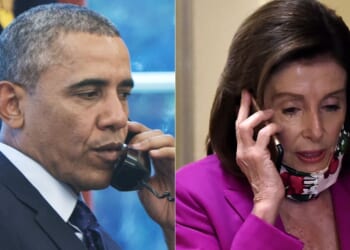 According to a new book, former President Barack Obama, left, called Rep. Nancy Pelosi, right, after she publicly endorsed then-Vice President Kamala Harris as the Democratic presidential candidate, as he wanted to have a primary after then-President Joe Biden dropped out of the 2024 election.