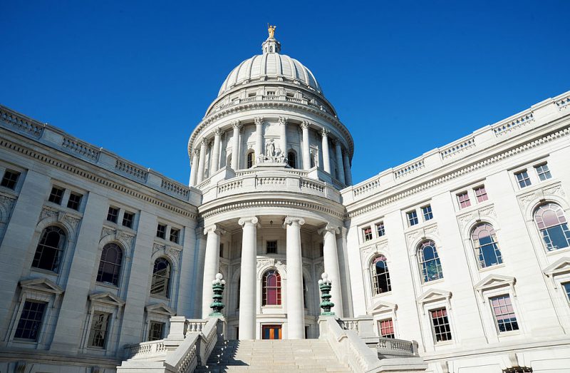 The Wisconsin State Capitol building on December 24, 2011 in Madison, Wisconsin. AFP PHOTO/Karen BLEIER (Photo credit should read KAREN BLEIER/AFP via Getty Images)