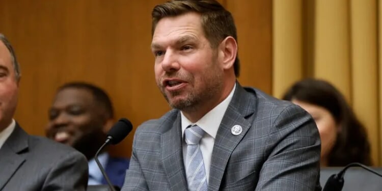 WASHINGTON, DC - JUNE 04: House Judiciary Committee member Rep. Eric Swalwell (D-CA) (R) accuses his fellow committee members of being members of a cult as U.S. Attorney General Merrick Garland testifies during a hearing in the Rayburn House Office Building on Capitol Hill on June 04, 2024 in Washington, DC. Facing a contempt vote in the House, Garland pushed back against false accusation that the Justice Department is behind the prosecution and subsequent conviction of former U.S. President Donald Trump in New York, and that falsehoods and "conspiracy theories" are harming the rule of law. (Photo by Chip Somodevilla/Getty Images)