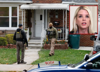 Members of the FBI Joint Terrorism Task Force search a home in Dearborn, Michigan, on October 31, 2025. FBI Director Kash Patel said Friday that the agency had thwarted a "potential terrorist attack" planned in the northern state of Michigan over Halloween weekend. Patel said the FBI arrested multiple subjects. (Photo by JEFF KOWALSKY / AFP) (Photo by JEFF KOWALSKY/AFP via Getty Images) / U.S. Attorney General Pam Bondi delivers remarks as U.S. President Donald Trump delivers an announcement on his Homeland Security Task Force in the State Dining Room of the White House on October 23, 2025 in Washington, DC. Trump announced the successes of his administration’s task force including the arrests of over 3,000 cartel and foreign terrorist members. (Photo by Alex Wong/Getty Images)