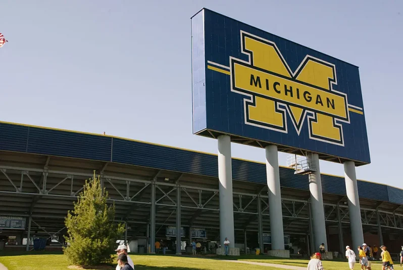 ANN ARBOR, MI - SEPTEMBER 6: General view of the entrance to Michigan Stadium prior to the game between the Michigan Wolverines and the Houston Cougars on September 6, 2003 in Ann Arbor, Michigan. Michigan defeated Houston 50-3. (Photo by Danny Moloshok/Getty Images)