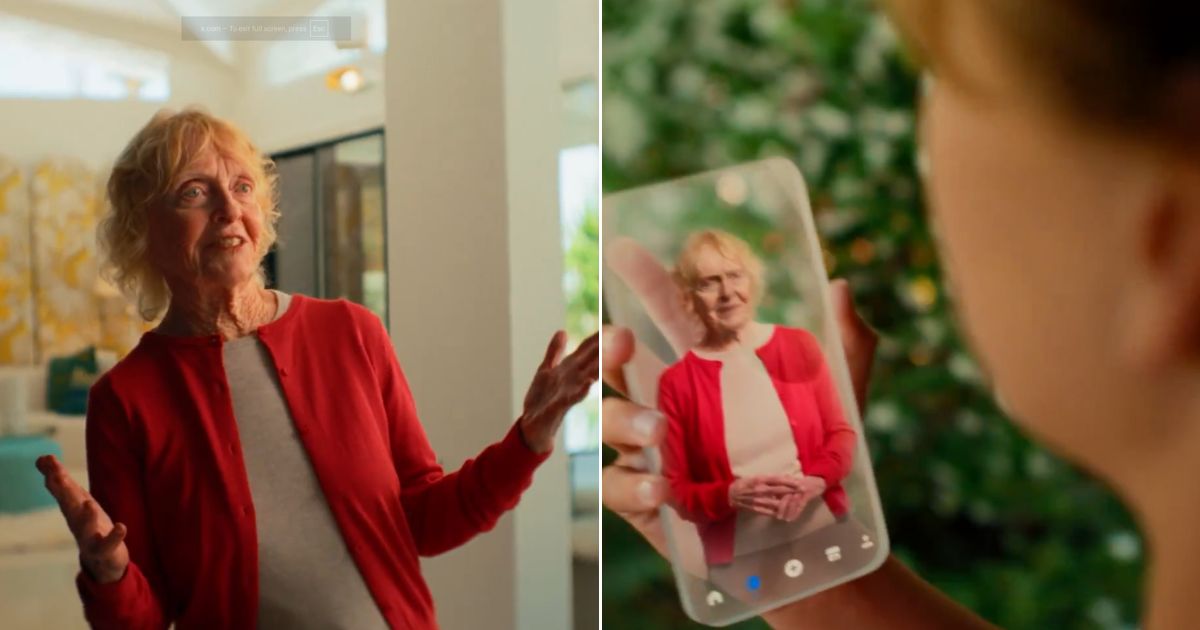 The ad features a boy, right, communing with an artificial intelligence version of his grandmother, left, who died before he was born.