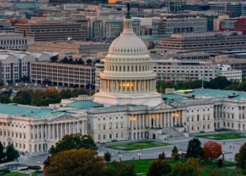 The U.S. Capitol is pictured in Washington, D.C., at sunset.