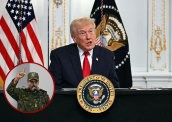 US President Donald Trump participates in a video call with military service members from his Mar-a-Lago residence in Palm Beach, Florida, on November 27, 2025, during the Thanksgiving holiday. US President Donald Trump said Thursday that Sarah Beckstrom, one of the two National Guard troops shot a day earlier near the White House, had died, while the other soldier was "fighting for his life." (Photo by Jim WATSON / AFP via Getty Images) / Venezuela