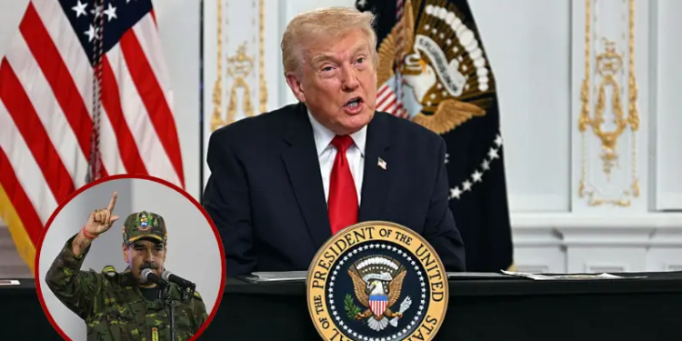 US President Donald Trump participates in a video call with military service members from his Mar-a-Lago residence in Palm Beach, Florida, on November 27, 2025, during the Thanksgiving holiday. US President Donald Trump said Thursday that Sarah Beckstrom, one of the two National Guard troops shot a day earlier near the White House, had died, while the other soldier was "fighting for his life." (Photo by Jim WATSON / AFP via Getty Images) / Venezuela