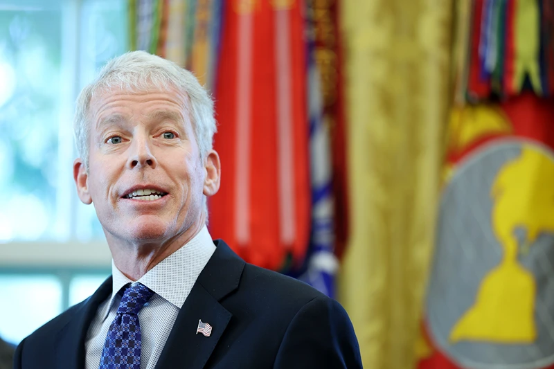 WASHINGTON, DC - OCTOBER 06: U.S. Energy Secretary Chris Wright speaks during an event with President Donald Trump in the Oval Office at the White House on October 06, 2025 in Washington, DC. Trump spoke on an executive order to increase the development and production of Alaska