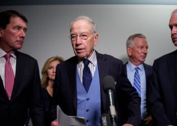 Senate Judiciary Committee Chairman Sen. Chuck Grassley speaks to reporters on Capitol Hill on Oct. 6, 2025, in Washington, D.C.
