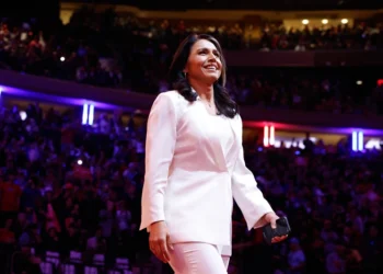 NEW YORK, NEW YORK - OCTOBER 27: Former U.S. Representative from Hawaii Tulsi Gabbard arrives to speak before Republican presidential nominee, former U.S. President Donald Trump takes the stage at the campaign rally at Madison Square Garden on October 27, 2024 in New York City. Trump closed out his weekend of campaigning in New York City with a guest list of speakers that includes his running mate Republican vice presidential nominee, U.S. Sen. J.D. Vance (R-OH), Tesla CEO Elon Musk, UFC CEO Dana White, and House Speaker Mike Johnson (R-LA), among others, nine days before Election Day. (Photo by Anna Moneymaker/Getty Images)