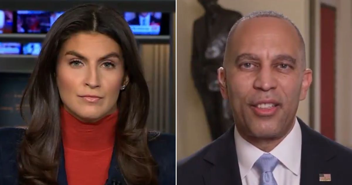 CNN's Kaitlan Collins, left, pressed House Minority Leader Hakeem Jeffries, a New York Democrat, to answer her question.