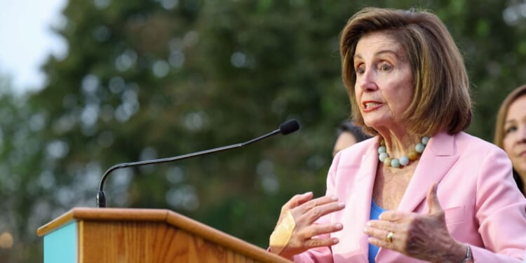 Speaker Emerita Nancy Pelosi, a Democrat from California, speaks at the Health Care Over Billionaires Rally at the U.S. Capitol on Sept. 30, 2025, in Washington, D.C.