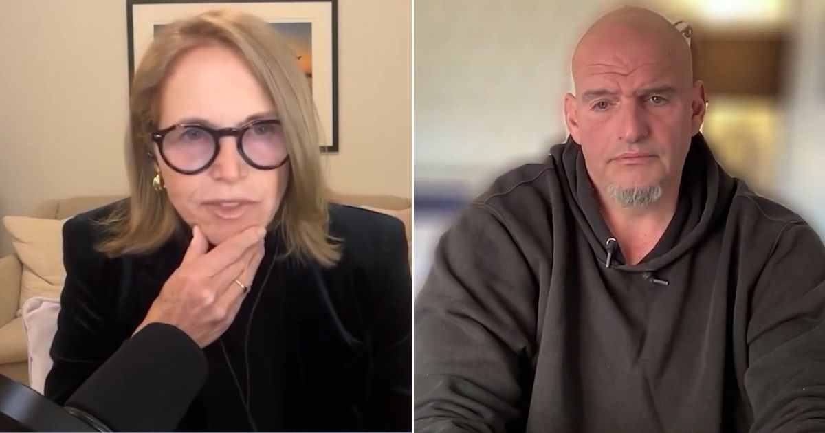 Pennsylvania Sen. John Fetterman, right, schooled Katie Couric on the subject of free speech.