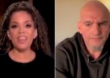 "The View" host Sunny Hostin heaped scorn on Pennsylvania Sen. John Fetterman, right, for joining a handful of Democrats in voting to reopen the government.