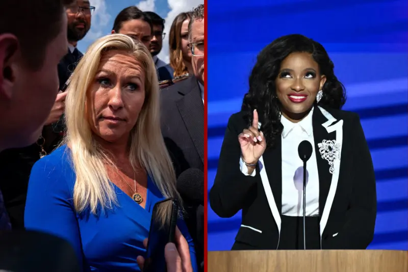 US Representative Jasmine Crockett, Democrat from Texas, speaks on the first day of the Democratic National Convention (DNC) at the United Center in Chicago, Illinois, on August 19, 2024. Vice President Kamala Harris will formally accept the party