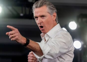 California Gov. Gavin Newsom speaks at a "Yes On Prop 50" event in Los Angeles on Saturday.