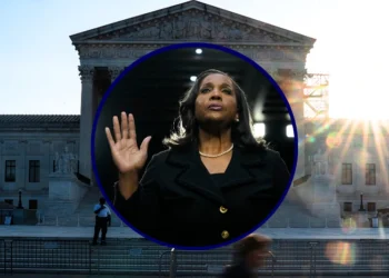(Background) WASHINGTON, DC - OCTOBER 7: People pass outside the U.S. Supreme Court on October 7, 2024 in Washington, DC. The new Supreme Court term starts as the justices of the country