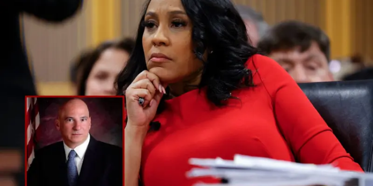 Fulton County District Attorney Fani Willis looks on during a hearing in the case of the State of Georgia v. Donald John Trump at the Fulton County Courthouse on March 1, 2024, in Atlanta, Georgia. The hearing is to determine whether Fulton County District Attorney Fani Willis should be removed from the case because of a relationship with Nathan Wade, special prosecutor she hired in the election interference case against former President Donald Trump. (Photo by Alex Slitz-Pool/Getty Images) / Director Peter J. Skandalakis (Georgia Criminal Justice Coordinating Council)