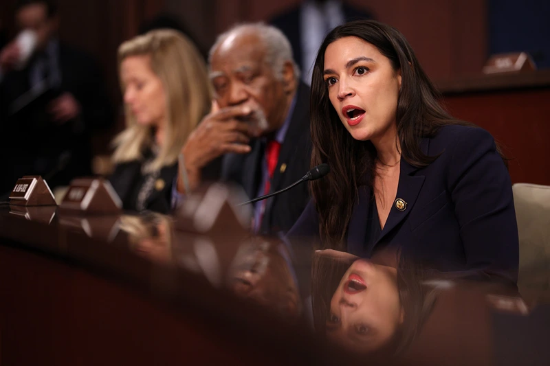 WASHINGTON, DC - MARCH 05: U.S. Rep. Alexandria Ocasio-Cortez (D-NY) speaks during a House Oversight and Government Reform Committee hearing on sanctuary cities