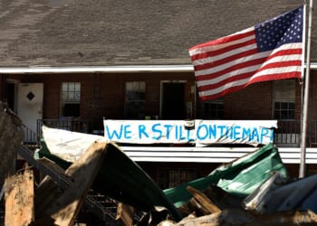 Image of the destruction caused by Hurricane Katrina in 2005 along the Gulf Coast
