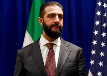 TOPSHOT - Syrian President Ahmed al-Sharaa arrives for a meeting with US Secretary of State Marco Rubio at the Lotte New York Palace Hotel on the sidelines of the United Nations General Assembly meeting in New York City on September 22, 2025. (Photo by Bing Guan / POOL / AFP) (Photo by BING GUAN/POOL/AFP via Getty Images)