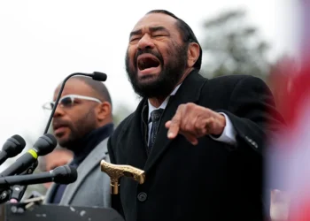 WASHINGTON, DC - NOVEMBER 20: Rep. Al Green (D-TX) speaks at a presser after joining "Remove the Regime" protesters as they march from Union Station to the Capitol on November 20, 2025 in Washington, DC. The protesters are demonstrating against President Donald Trump and calling for his impeachment. (Photo by Heather Diehl/Getty Images)