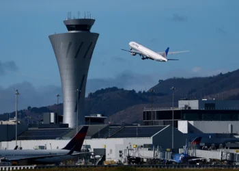 SAN FRANCISCO, CALIFORNIA - NOVEMBER 07: A United Airlines plane takes off from San Francisco International Airport (SFO) on November 07, 2025 in San Francisco, California. The FAA (Federal Aviation Administration) is reducing flights by 10 percent at 40 major airports nationwide, including SFO, beginning Friday amid air traffic control staffing shortages resulting from the federal government shutdown. (Photo by Justin Sullivan/Getty Images)