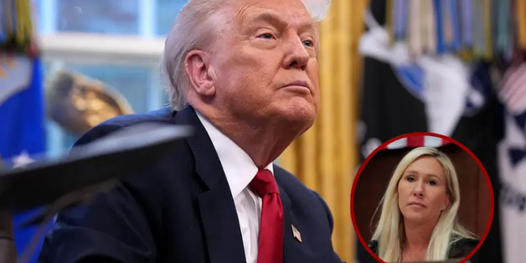 U.S. President Donald Trump delivers remarks during a meeting with New York City Mayor-elect Zohran Mamdani in the Oval Office of the White House on November 21, 2025 in Washington, DC. Trump congratulated Mamdani on his election win as the two political opponents met to discuss policies for New York City, including affordability, public safety, and immigration enforcement. (Photo by Andrew Harnik/Getty Images) / Chair of the Subcommittee on Delivering On Government Efficiency (DOGE) U.S. Rep. Marjorie Taylor Greene (R-SC) presides over a hearing of the House Oversight Subcommittee in the U.S. Capitol on February 26, 2025 in Washington, DC. The subcommittee held the hearing to hear from witnesses on U.S. foreign aid. (Photo by Anna Moneymaker/Getty Images)