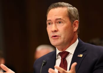 Former National Security Adviser Michael Waltz testifies during his confirmation hearing before the Senate Committee on Foreign Relations in the Dirksen Senate Office Building on July 15, 2025, in Washington, D.C.