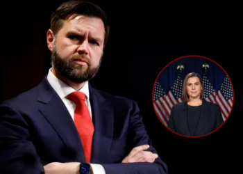 Sen. JD Vance (R-OH) listens during a news conference on the U.S. Southern Border at the U.S. Capitol on February 06, 2024 in Washington, DC. Senate Republicans held the news conference to discuss their lack of support for the bipartisan Senate immigration legislation released over the weekend. (Photo by Anna Moneymaker/Getty Images) // WYANDOTTE, MICHIGAN - MARCH 4: Sen. Elissa Slotkin (D-MI) rehearses the Democratic response to President Donald Trump
