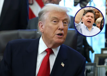 U.S. President Donald Trump delivers remarks during the swearing-in ceremony of U.S. Ambassador to India Sergio Gor in the Oval Office of the White House on November 10, 2025 in Washington, DC. In addition to serving as Ambassador to India, President Trump appointed Gor as Special Envoy to South and Central Asia. Gor previously served as Assistant to the President and Director of Presidential Personnel at the White House. (Photo by Anna Moneymaker/Getty Images) / Illinois Governor JB Pritzker (L) attends a rally during the "No Kings" national day of protest in Chicago on October 18, 2025. From New York to San Francisco, millions of Americans are expected to hit the streets to voice their anger over President Donald Trump