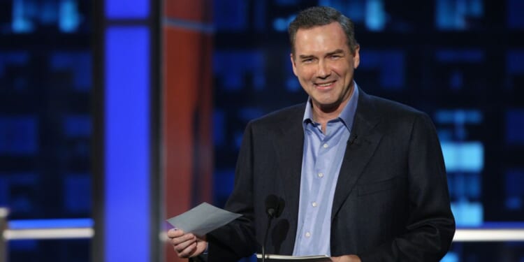 Comedian Norm Macdonald on stage at the "Comedy Central Roast Of Bob Saget" on the Warner Brothers Lot on Aug. 3, 2008, in Burbank, California.