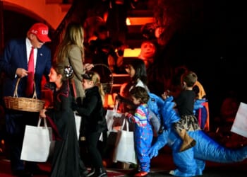 President Donald Trump and First Lady Melania Trump host a Halloween event at the White House in Washington, DC, on Oct. 30, 2025.