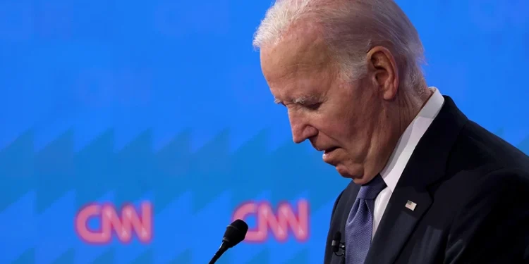 ATLANTA, GEORGIA - JUNE 27: U.S. President Joe Biden participates in the CNN Presidential Debate at the CNN Studios on June 27, 2024 in Atlanta, Georgia. President Biden and Republican presidential candidate, former U.S. President Donald Trump are facing off in the first presidential debate of the 2024 campaign. (Photo by Justin Sullivan/Getty Images)