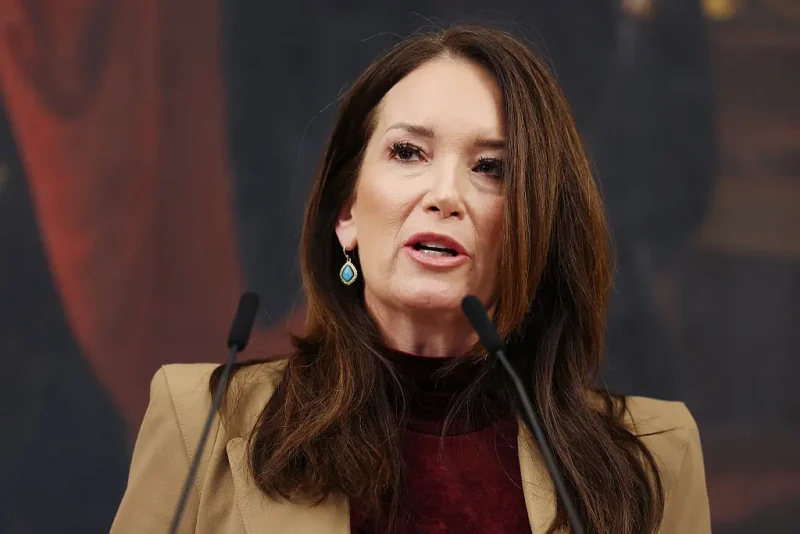 WASHINGTON, DC - OCTOBER 31: U.S. Agriculture Secretary Brooke Rollins speaks during a news conference on Capitol Hill on October 31, 2025 in Washington, DC. The House Speaker's office held the news conference on the 31st day of the government shutdown to discuss food stamp programs running out of funding. (Photo by Anna Moneymaker/Getty Images)