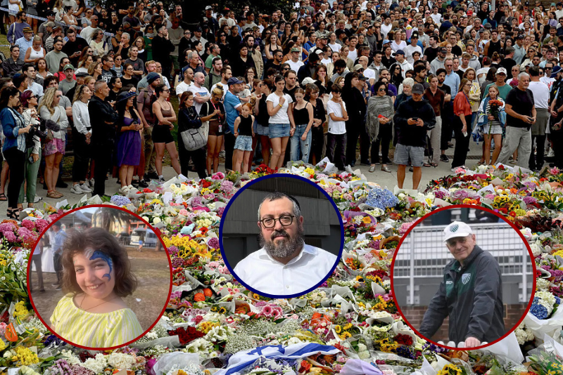 Mourners gather by floral tributes at the Bondi Pavillion in memory of the victims of a shooting at Bondi Beach, in Sydney on December 15, 2025. A father and son opened fire on a Jewish festival at Australia's Bondi Beach in a shooting spree that killed 15 people, including a child, authorities said on December 15, denouncing the attack as antisemitic "terrorism". (Photo by Saeed KHAN / AFP via Getty Images)