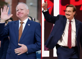 WASHINGTON, DC - NOVEMBER 06: Democratic vice presidential nominee, Minnesota Gov. Tim Walz reacts after Democratic presidential nominee, U.S. Vice President Kamala Harris conceded the election in a speech at Howard University on November 06, 2024 in Washington, DC. After a contentious camp(Photo by Andrew Harnik/Getty Images) //My Pillow CEO Mike Lindell arrives to speak during the annual Conservative Political Action Conference (CPAC) at the Gaylord National Resort & Convention Center at National Harbor in Oxon Hill, Maryland, on February 21, 2025. (Photo by Alex Wroblewski / AFP) (Photo by ALEX WROBLEWSKI/AFP via Getty Images)