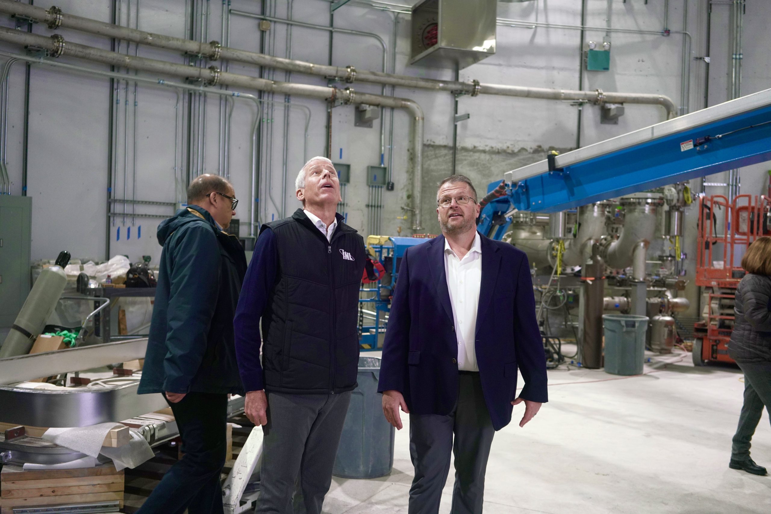Wright tours the inside of the Demonstration of Microreactor Experiments at INL.