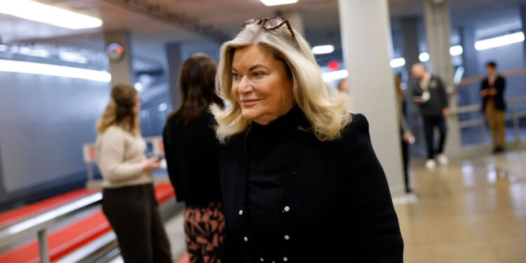 WASHINGTON, DC - JANUARY 27: U.S. Sen. Cynthia Lummis (R-WY) walks through the Senate Subway in the U.S. Capitol on January 27, 2025 in Washington, DC. The Senate confirmed Scott Bessent as Treasury Secretary in a 68-29 vote. (Photo by Anna Moneymaker/Getty Images)