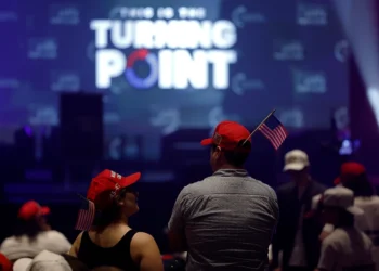 BERKELEY, CALIFORNIA - NOVEMBER 10: Attendees gather before the start of a Turning Point USA event at the University of California, Berkeley (UC Berkeley) on November 10, 2025 in Berkeley, California. Two months after Turning Point USA founder Charlie Kirk was killed, the tour made a stop in California at UC Berkeley. (Photo by Justin Sullivan/Getty Images)