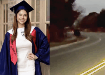 (L) A photograph of the missing 19-year-old Camila Mendoza Olmos Via X / (R) A screengrab from a dashcam video potentially showing Camila Mendoza Olmos days after disappearing from her home Via X