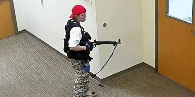 A screengrab of video for Audrey Hale during the horrific shooting at The Covenant School on March 27th, 2023. Photo via X @truecrimeupdates