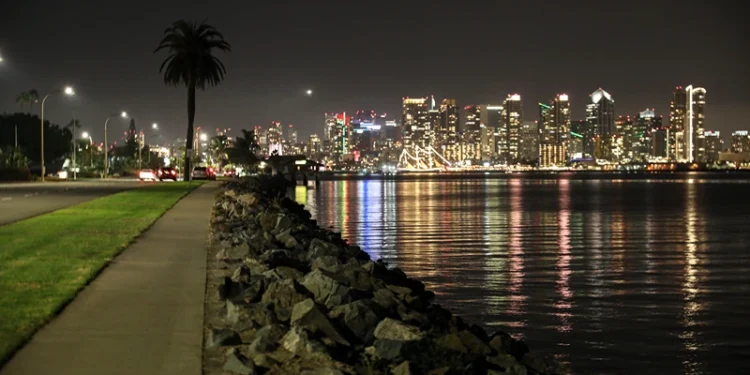SAN DIEGO, CA - NOVEMBER 21: A general view of the San Diego skyline before an imposed curfew on November 21, 2020 in San Diego, California. California Governor Gavin Newsom has imposed a curfew, starting at 10 pm on Saturday evening, on several California counties due to an increase of COVID-19 infection rates around the state. (Photo by Sandy Huffaker/Getty Images)