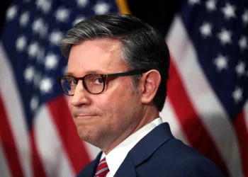WASHINGTON, DC - NOVEMBER 13: U.S. Speaker of the House Mike Johnson (R-LA) speaks after being reelected to his leadership role following the House Republican leadership elections at the Hyatt Regency Washington on Capitol Hill on November 13, 2024 in Washington, DC. The House Republican Caucus reelected Speaker Mike Johnson (R-LA), House Majority Leader Steve Scalise (R-LA) and House Majority Whip Tom Emmer (R-MN) to their positions for the 119th Congress and elected Rep. Lisa McClain (R-MI) as House Republican Conference Chair. (Photo by Tasos Katopodis/GettyImages)
