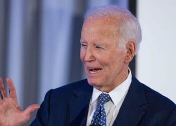 Former President Joe Biden delivers remarks during the Edward Kennedy Institute's 10th anniversary celebration at the Edward Kennedy Institute on Oct. 26, 2025, in Boston, Massachusetts.