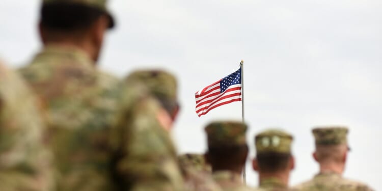 US Troops with an American Flag