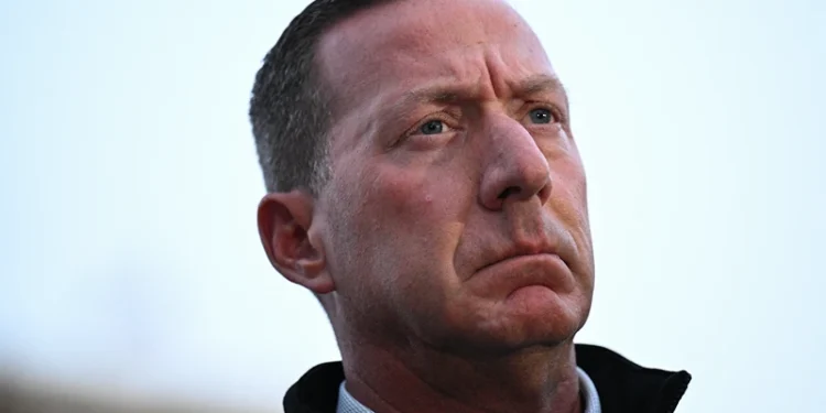 US Secret Service Director Sean Curran looks on during a press conference after a shooting in downtown Washington, DC, on November 26, 2025. On November 26, FBI Director Kash Patel told reporters two National Guard troops shot blocks away from the White House in downtown Washington were critically wounded, clarifying earlier erroneous reports that they had died. (Photo by Drew ANGERER / AFP via Getty Images)