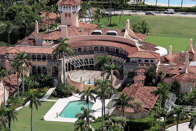PALM BEACH, FLORIDA - SEPTEMBER 14: In this aerial view, former U.S. President Donald Trump's Mar-a-Lago estate is seen on September 14, 2022 in Palm Beach, Florida. Trump's legal team is currently negotiating with the Justice Department regarding the selection of a Special Master to review documents, some marked Top Secret, seized when the FBI searched the compound. (Photo by Joe Raedle/Getty Images)