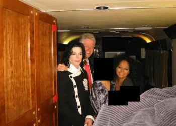 Newly released images from DOJ of Michael Jackson, former President Bill Clinton, and Diana Ross alongside redacted individuals